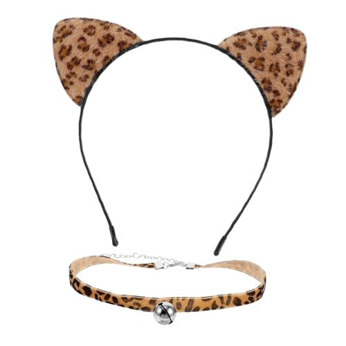 Homoyoyo Leopard Print Katzenohren Haarreif Und Glöckchen Set Süßes Cosplay Zubehör Für Partys Mottopartys Und Events Retro Chic Design Für Und Mädchen von Homoyoyo