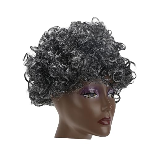 Homoyoyo Lockige Haarperücke Oma Perücken Für Frauen Oma Kostüm Perücke Puff Perücke Der Alten Dame Cosplay-partykleid Oma Outfit Perücke von Homoyoyo