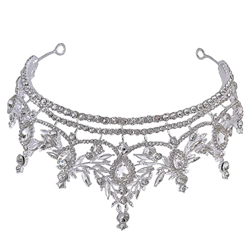 Homoyoyo Luxuriöse Braut Tiara mit Funkelnden Strasssteinen Silberne Legierungs Krone für Hochzeit Haarschmuck Accessoire für Frauen Vielseitig für Besondere Anlässe Geeignet von Homoyoyo