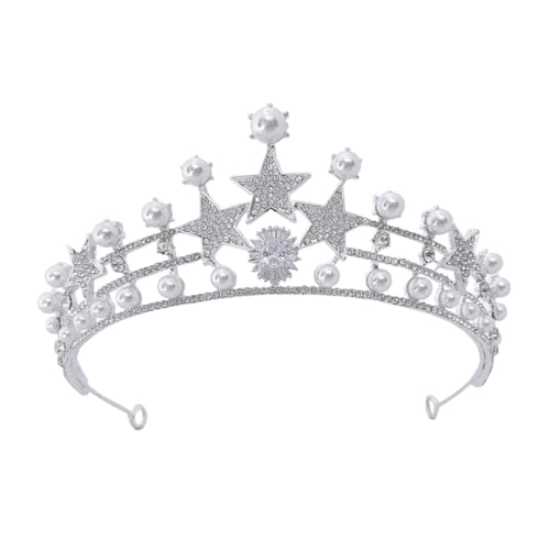 Homoyoyo Mädchen Tiara mit Perlen und Funkelnden Strasssteinen Dekorative Brautkrone für Hochzeit Party Abschlussball und Festliche Anlässe Hautfreundliches Design Vielseitiger Haarschmuck von Homoyoyo