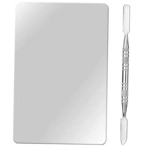 Homoyoyo Make Up Mischpalette aus Edelstahl mit Spatel Kosmetisches Mischtablett für Foundation und Lidschatten Leicht Kompakt Einfach zu Reinigen Professionelles Make Up Werkzeug von Homoyoyo
