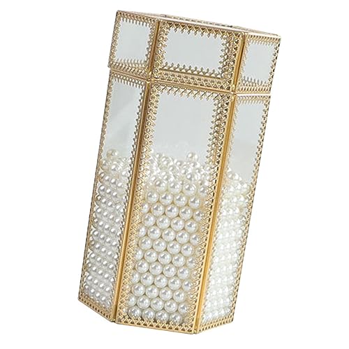 Homoyoyo Make Up Organizer aus mit Deckel Kosmetikpinsel Behälter Leicht und Kompakt für Lippenstifte und Make Up mit Weißen Perlen von Homoyoyo