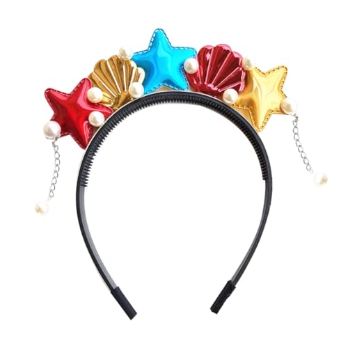 Homoyoyo Meerjungfrau Stirnband Rot Mit Seestern Und Muschel-design Haarreif Als Haarschmuck Für Mädchen Party Kostüm-accessoires Leichtes Und Formstabiles Material von Homoyoyo