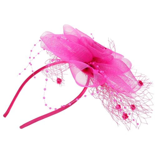Homoyoyo Mesh Fascinator Haarreif Damen Kopfschmuck für Tea Party Hochzeit Rote Netzspitze Haarschmuck Romantisches Accessoire für Besondere Anlässe von Homoyoyo