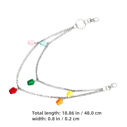 Homoyoyo Metal Pants Chain Belt mit Farbigem Pfeffer Anhänger Leichter und Robuster Hüftgürtel für Damen und Herren Punk Hip Hop Stil Vielseitiges Accessoire für Jeans und Casual Outfits von Homoyoyo