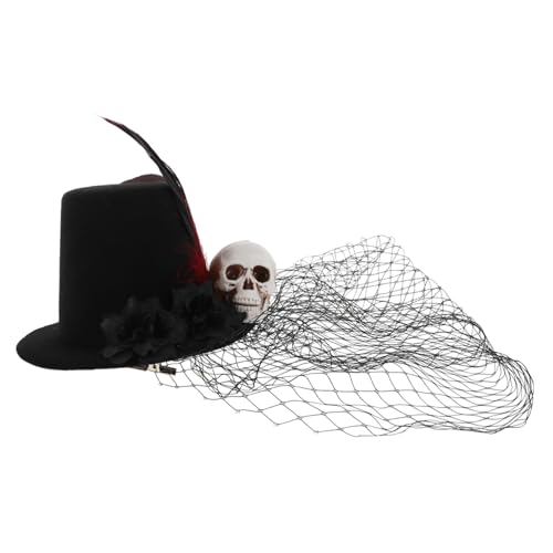 Homoyoyo Mini Gothic Retro Small Top Hat mit Detail und Netz Halloween Haar Accessoire Leichter Fascinator Haarclip für Damen für Kostüme und Festlichkeiten von Homoyoyo