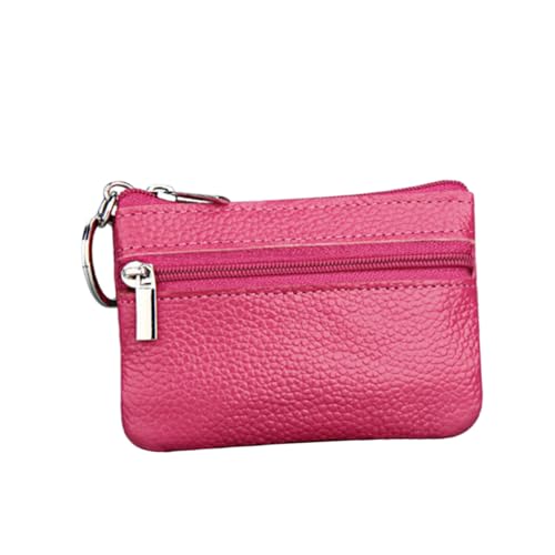 Homoyoyo Mini -Handtasche Münzbeutel für Damen Schlüsseletui Geldbörse mit Clip Wechselgeldbörse für Damen Münzhalter aus PU-Leder Reißverschluss Brieftasche Geldbörse aus PU-Leder Rosig von Homoyoyo