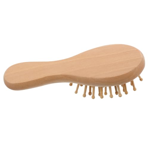 Homoyoyo Mini Massageschaukel Holzhaar Bürste mit Paddle Kissen Entwirrt Nasses und Trockenes Haar Geeignet für Frauen Männer für Feines Langes Lockiges Haar und Kopfhautmassage von Homoyoyo