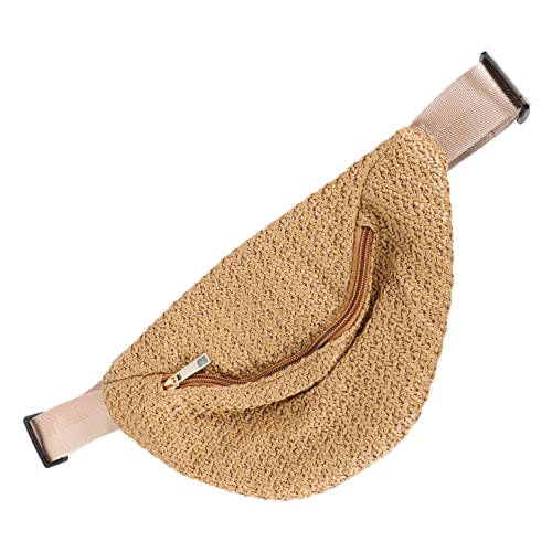 Homoyoyo Bauchtasche Crossbody Stroh Sommer Hüfttasche Für Damen Geflochtene Tasche Mit Gürtel Gürteltasche Für Reisen Und Outdoor-aktivitäten von Homoyoyo