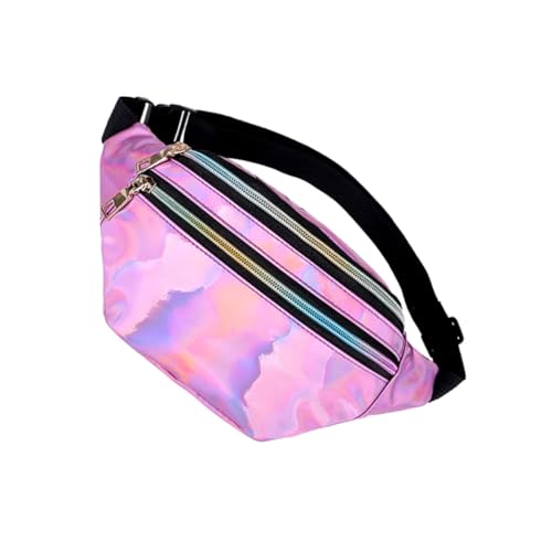 Homoyoyo Mobiltasche mit Diebstahl kreuzen Multi Damen Reisen funkeln Riementasche Brust Mittel Form klein glänzende Umhängetasche Taillenbeutel glänzender Kulturbeutel Rosa von Homoyoyo