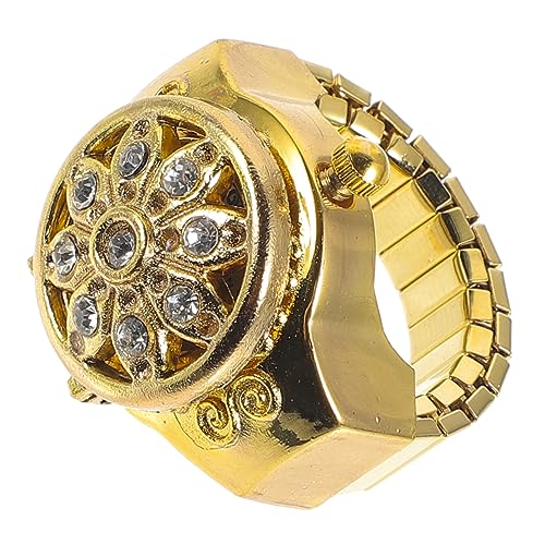 Homoyoyo Moderne Fingeruhr Ring Uhr Retro Uhr für Damen Herren Casual Ringuhren Schmuck Outdoor Aktivitäten Partys Hochwertiges Langlebiges Material Blumenmuster von Homoyoyo