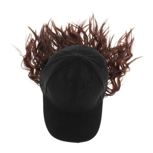 Homoyoyo Modische Kurze Lockige Perücke mit Integrierter Baseballkappe für Damen Synthetische Wellen Bequeme Haube Schnell Stylisch Natürlicher Look Leicht zu Tragen von Homoyoyo
