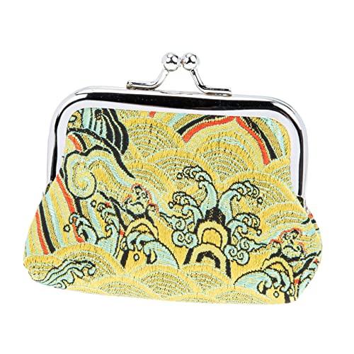 Homoyoyo Münzbeutel mit Chinesischem Wellenmuster Handtaschen Organizer für Münzen Kleingeld Strapazierfähiges Satinmaterial für Schule Freizeit Kreative Aufbewahrungslösung für Täglichen von Homoyoyo