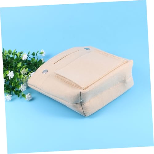 Homoyoyo Multi Taschen Filz Kosmetiktasche Makeup Organizer für Frauen Tragbare Kleine Handtasche in Beige Vielseitiger Kulturbeutel mit Robustem Material für Reise und Alltag von Homoyoyo