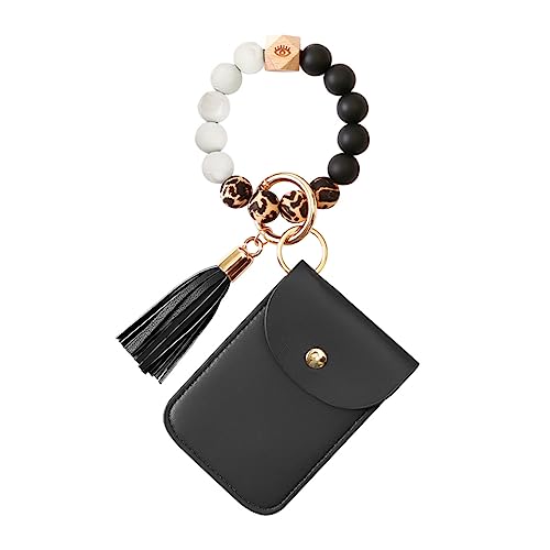Homoyoyo Multifunktionaler Armbandkartenhalter Kreativer Schlüsselbund mit Holzperlen für Outdoor Aktivitäten Befestigen an Handgelenk Gürtel von Homoyoyo