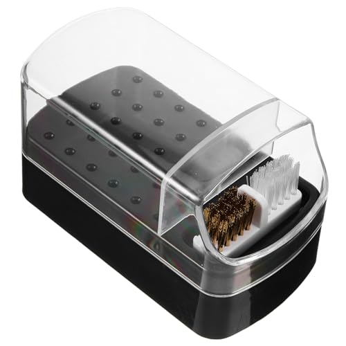 Homoyoyo Nagelbohrer Aufbewahrungsbox Kunststoff Organizer mit Reinigungsbürste Praktischer Nagelfräser Bit Halter für Maniküre und Nagelpflege Zubehör von Homoyoyo
