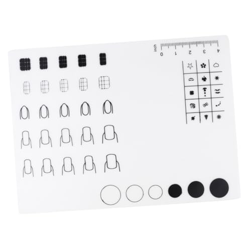 Homoyoyo Nagelkunst Silikonmatte Flexibel Nail Art Stamping Matte Maniküre Übungspad mit Maßstab Nail Polish Practice Pad Bastelmatte für Guide Druckvorlage Modell B von Homoyoyo
