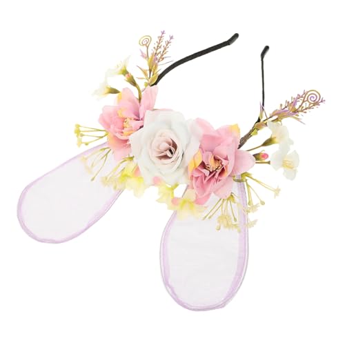 Homoyoyo Nettes Hasenohren Stirnband mit Blumenmuster für Mädchen Weiches Stoffmaterial Langlebig und Bequem für Mottopartys Geburtstage Cosplay und Bühnenauftritte Dekoratives Haarband von Homoyoyo