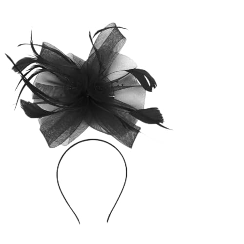 Homoyoyo Netz und Federschmuck für Damen Haarschmuck Accessoire aus Atmungsaktivem Material für Partys und Besondere Anlässe Handgefertigte Kopfbedeckung Schwarz von Homoyoyo
