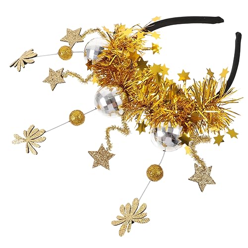 Homoyoyo Neujahrsfeuerwerk-haarknopf Geburtstagsstirnbänder Für Frauen Stern-stirnband Jahr Dekorationen Party-stirnbänder Rave Partyzubehör Für Das Neue Jahr Tiar Flamme Zeichnung Golden von Homoyoyo