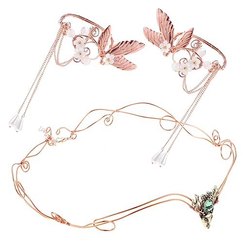 Homoyoyo Non Piercing Ohrclip Damen Ohrmanschetten mit Perlen Blumen Flügeln und Design Ohrclips und Haarreif Langlebig und Vielseitig für Festivalkostüme und Alltag von Homoyoyo