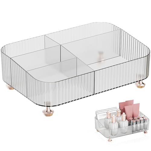 Homoyoyo Nordic Multi Compartment Kosmetik Organizer Tray Transparentes Badezimmer Aufbewahrungssystem für Make Up Toilettenartikel und Accessoires für Schreibtisch und Bad von Homoyoyo