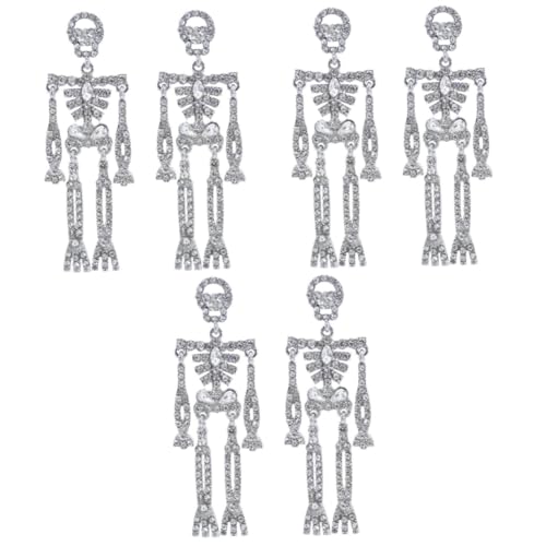 Homoyoyo Ohrringe Halloween Skelett Tierkopf Mit Strass – 1 Paar Gothic Ohrstecker Silber Mit Kristallen Für Damen – Perfektes Für Halloween Und Gothic- von Homoyoyo