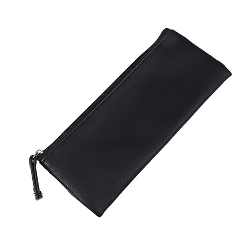 Homoyoyo PU Leder Bleistiftbeutel Minimalistischer Stift Organizer für Studenten Multifunktionale Kosmetiktasche Waschbar Langlebig für Schule und Reisen Schwarz von Homoyoyo