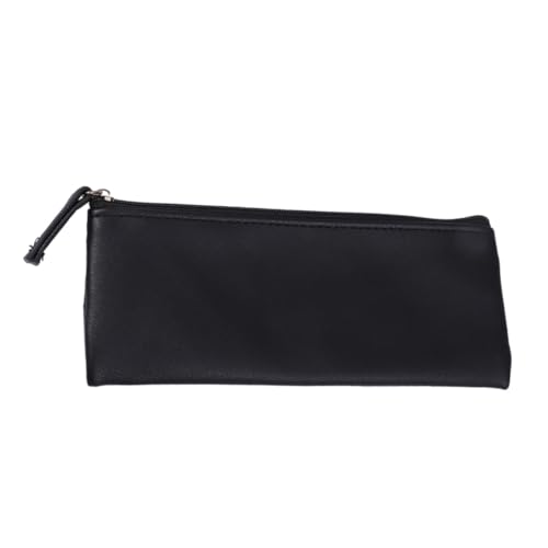 Homoyoyo PU Leder Federmäppchen Schwarz Minimalistischer Stiftehalter Multifunktionaler Kosmetik und Schreibwaren Organizer Umweltfreundlich Robust mit Reibungslosem Reißverschluss für von Homoyoyo