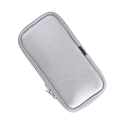 Homoyoyo PU Leder Kosmetiktasche Silber Reise Make Up Pinsel Organizer mit Reißverschluss Leicht Robust und Kompakt Tragbarer Kosmetikpinselhalter für Zuhause und Unterwegs von Homoyoyo