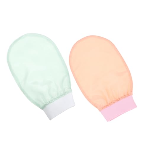 Homoyoyo Peeling Duschhandschuhe Imitiertes Seiden Material Weich und Langlebig Exfolierendes Badetuch für Sanfte Hautreinigung und Tiefenreinigung von Körper Nacken Schultern Füßen Grün von Homoyoyo