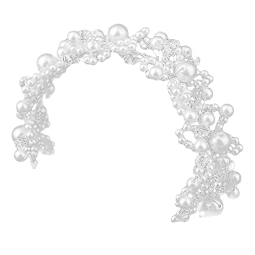 Homoyoyo Perlen Haarband Weiß Braut Haarschmuck Stirnband Damen Hochzeit Party Schmuck Accessoire für Festliche Anlässe und Alltagsmode von Homoyoyo