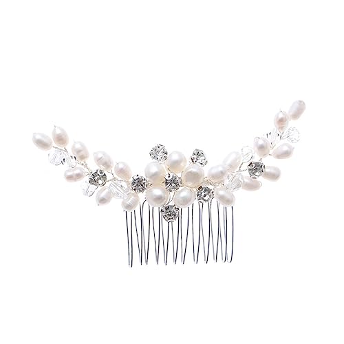 Homoyoyo Perlen Haarkamm Brautschmuck mit Strasssteinen Handgefertigter Braut Haarschmuck für Hochzeit Party und Festliche Anlässe Eleganter Kopfschmuck für Damen und Mädchen von Homoyoyo
