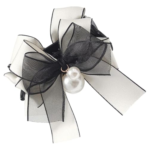 Homoyoyo Perlen Haarklammer mit Satin Schleife Stilvolle Haarspange für Dickes und Dünnes Haar Rutschfester Haarkralle Clip für Frauen und Mädchen Langlebiges Haaraccessoire in Weiß von Homoyoyo
