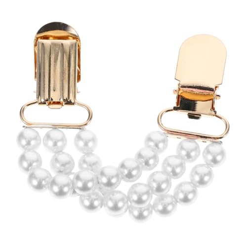 Homoyoyo Perlen Strickjacken Clip mit Kette Retro Schal Brosche Exposure Cardigan Verschluss Eleganter Damen Schmuck für Kleider Pullover Blusen und Shirts Vielseitig für Alltag und von Homoyoyo