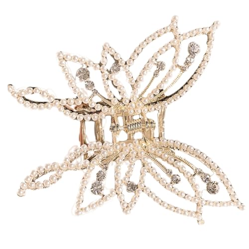 Homoyoyo Perlenbesetzte Schmetterling Haarspange Mehrschichtig mit Strass Haarklammer Damen Haarzubehör für Alltag und Fest Einfach zu Tragen und Stylisch für Besondere Anlässe von Homoyoyo