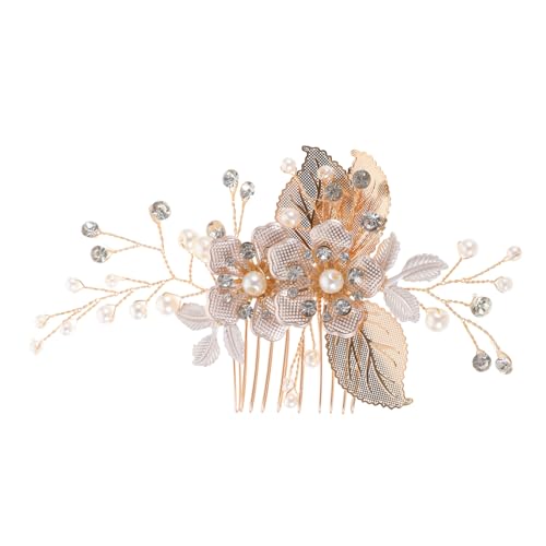 Homoyoyo Perlengedachter Für Damen Dekorative Haarkämme Für Hochzeit Und Brautschmuck Ästhetische Haaraccessoires Mit Blattlegierung Und Strassakzenten von Homoyoyo