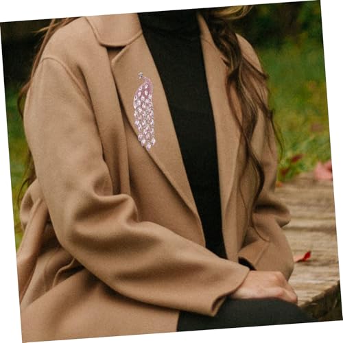 Homoyoyo Pfauenbrosche mit Strassbesatz Große Vintage Brosche mit Langem Schweif Dekorative Anstecknadel für Damenkleidung Modischer Schmuck für Festliche Anlässe von Homoyoyo