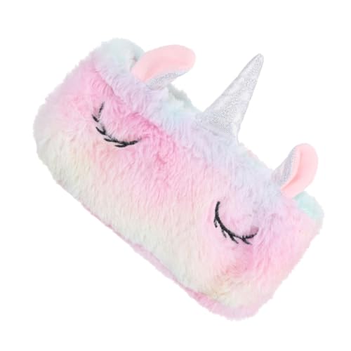 Homoyoyo Plüsch Federmäppchen Regenbogen Farbig Flauschig Multifunktional Kosmetiktasche Münztasche Mädchen Reise Schreibwaren Organizer von Homoyoyo