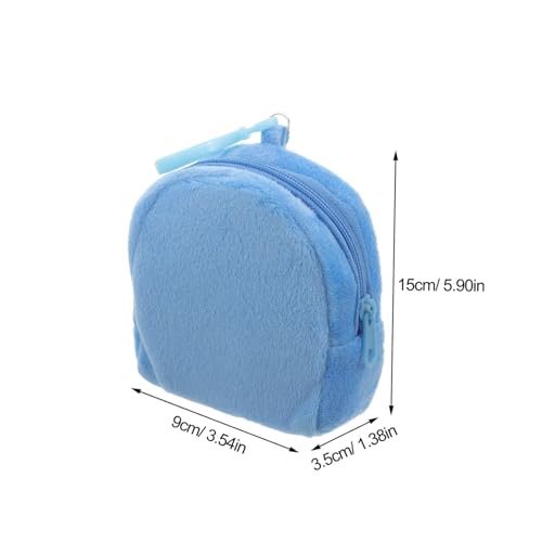 Homoyoyo Plüsch Schlüsselanhänger Mini Geldbörse Rucksackform Kleine Münztasche für Mädchen Tragbar Organizer für Münzen Ohrhörer Kreditkarten Blau von Homoyoyo
