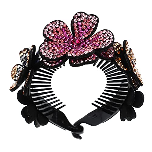 Homoyoyo Ponytail Clip mit Strassbesetzter Blumenverzierung Leichter Haarklammer Bun Halter für Damen und Mädchen Schonend Langlebig Vielseitig für Sport Hochzeit Party und Alltag Geeignet von Homoyoyo
