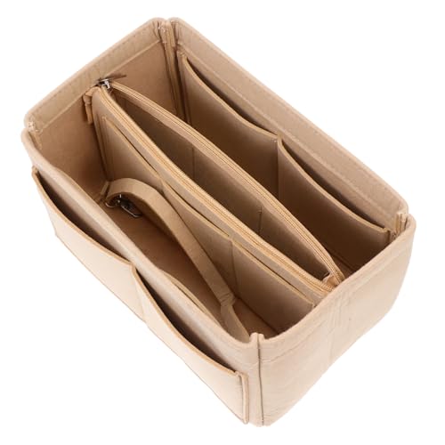 Homoyoyo Praktische Filz Kosmetiktasche Abnehmbar Multifunktional Makeup Bag für Frauen Mädchen als Organizer und Stifteetui Beige Langlebig Einfach zu Reinigen von Homoyoyo