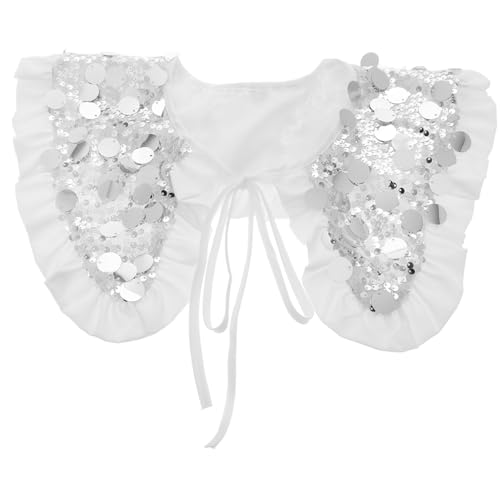 Homoyoyo Pullover gefälschter Kragen Rüsche geschwollen trendy Hacker Damenblusen damenpullover pullunder damen zur Seite fahren Spitzenkragen abnehmbare Kragen für Damen Polyester Weiß von Homoyoyo