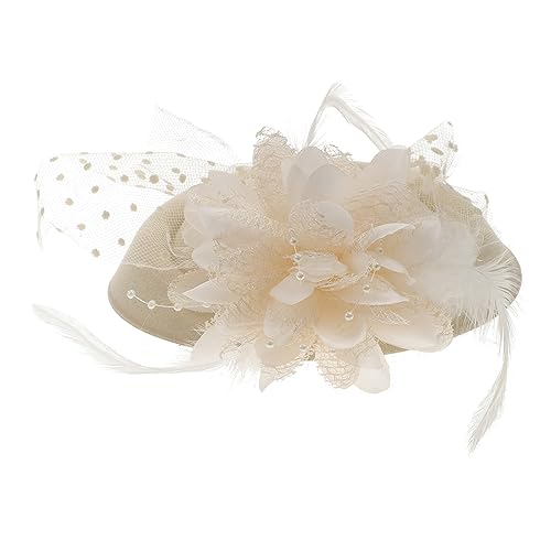 Homoyoyo Punktmuster Netzfascinator Hut Für Damen Haarclip Mit Perlen Federn Für Teeparty Hochzeit Halloween Festliche Anlässe Elegantes Haarschmuck Accessoire von Homoyoyo