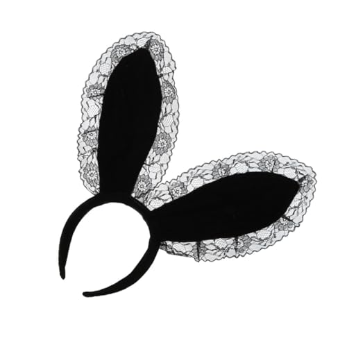 Homoyoyo Rabbit Ear Haarreif Schwarz Leichtes Party Haarband mit Rutschfestem Sitz Hasenohren Accessoire für Cosplay Performance und Karneval Modisches Kopfband für Fasching und Mottoparty von Homoyoyo