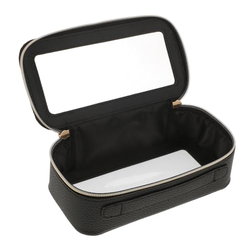 Homoyoyo Transparente PVC Kosmetiktasche Wasserdichter Kulturbeutel Tragbare Reise-Make-up-Organizer Mit Reißverschluss Für Damen Und Herren Kleine Schwarz Litchi-Muster von Homoyoyo