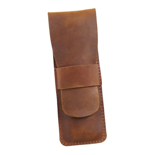 Homoyoyo Retro Leder Stiftetui Handgefertigtes Federmäppchen aus Echtem Leder Vintage Stift Organizer für Studenten und Bürobedarf für Bleistifte und Kugelschreiber Wilde Pferdebraun von Homoyoyo