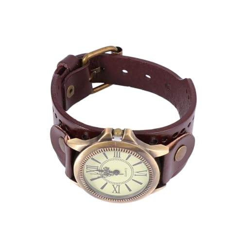 Homoyoyo Retro-Stil Damen Armbanduhr Mit Lederarmband Römische Buchstaben Ziffern Quarzwerk Uhr Vintage Armbanduhr Für Frauen Dunkelkaffee von Homoyoyo