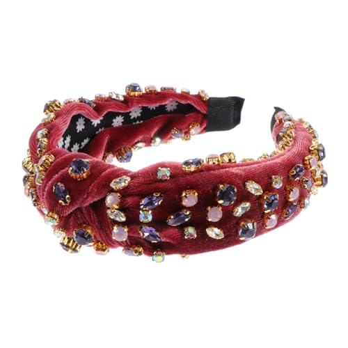 Homoyoyo Rhinestone Haarband Damen Haarreif mit Strass Glitzer Breites Haarband für Frauen Modisches Bequemes Stirnband zum Waschen Make up Hausarbeit und Besondere Anlässe in Dunkelpink von Homoyoyo