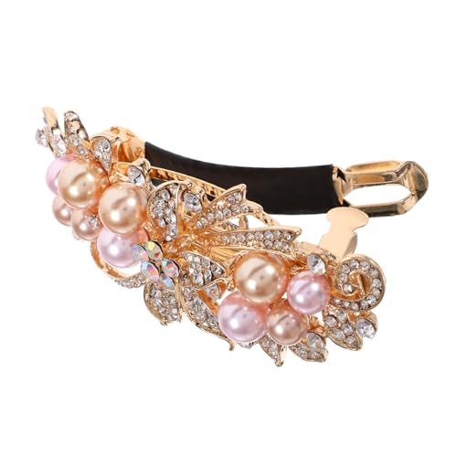 Homoyoyo Rhinestone Haarklammer für Dickes Haar Großer Federnder Haarclip mit Perlenbesatz Eleganter Brautschmuck Strassbesetzte Damen Haarspange Modisches Haaraccessoire für Festliche von Homoyoyo